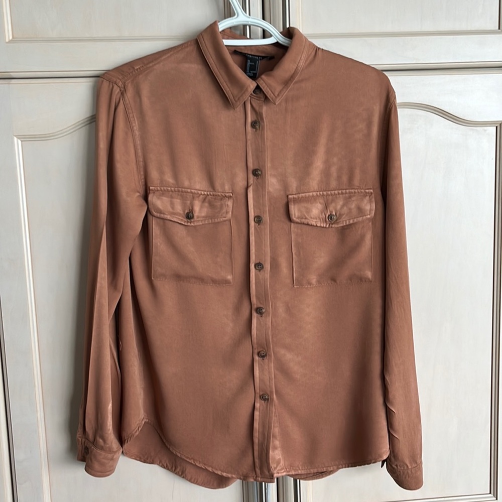 Oversized Button Down Shirt. Burnt Orange/ Brown